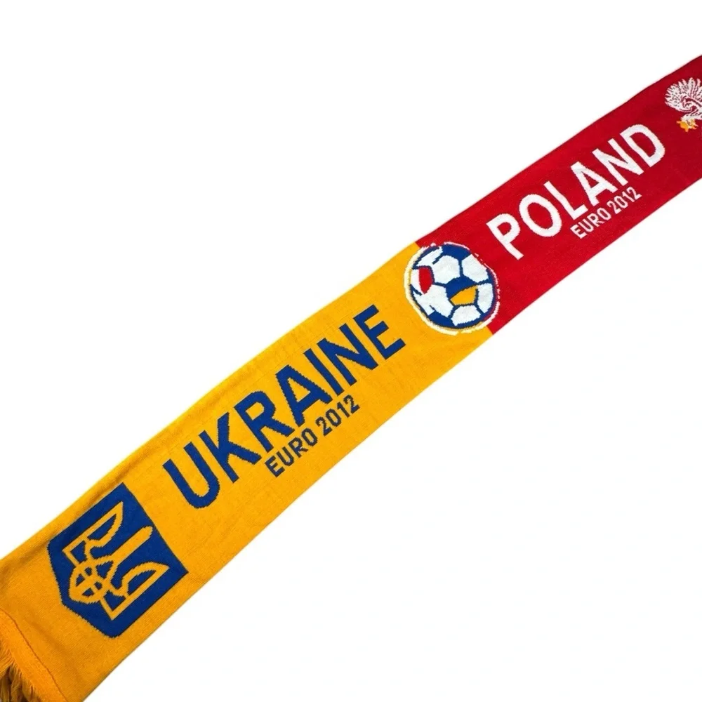Euro 2012 Poland Ukraine Soccer Scarf Football Fan Red Blue Yellow